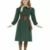 Smiffys WW2 Evacuee Girl Costume, Green -Wigs Shop 45011
