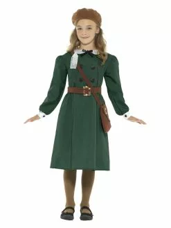Smiffys WW2 Evacuee Girl Costume, Green