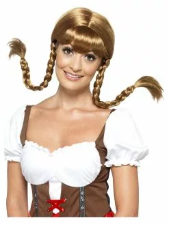 Smiffys Bavarian Babe Wig, Plaited, Brown