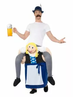 Smiffys Piggyback Bavarian Beer Maiden Costume, Blue