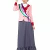 Smiffys Deluxe Victorian Suffragette Costume, Grey & Pink -Wigs Shop 47306
