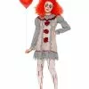 Smiffys Vintage Clown Lady Costume, Grey & Red -Wigs Shop 47564
