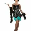 Smiffys 20s Peacock Flapper Costume, Green & Blue -Wigs Shop 47780