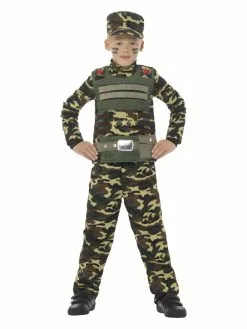 Smiffys Camouflage Military Boy Costume, Green