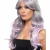 Smiffys Fashion Ombre Wig, Wavy, Long, Grey & Pastel Pink -Wigs Shop 48905