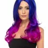 Smiffys Fashion Ombre Wig, Wavy, Long, Blue & Pink -Wigs Shop 48906