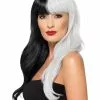 Smiffys Deluxe Wig, Half & Half With Fringe, Black & Grey -Wigs Shop 48913
