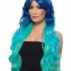 Smiffys Fashion Mermaid Wig, Wavy, Extra Long, Multi-Colou -Wigs Shop 48972