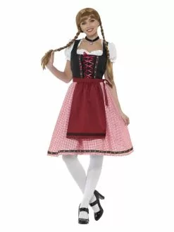 Smiffys Bavarian Tavern Maid Costume, Red & Black