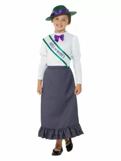 Smiffys Victorian Suffragette Costume, Grey