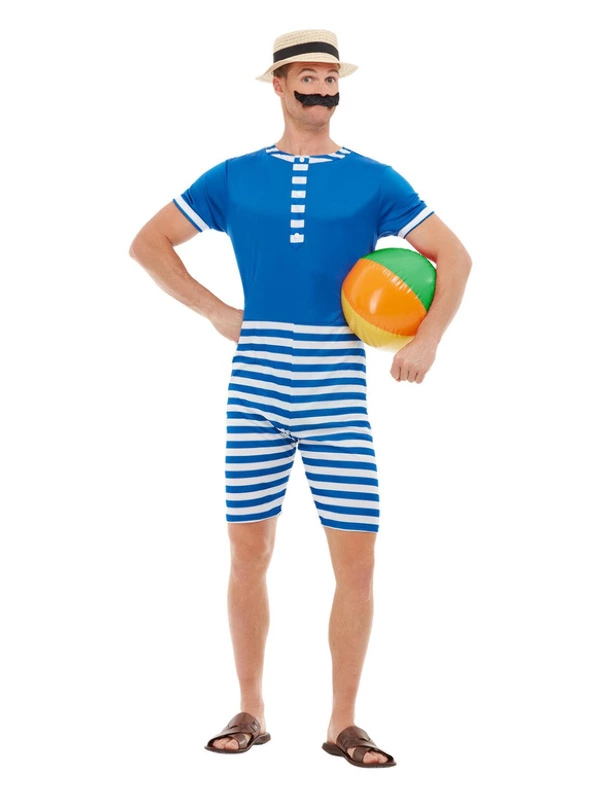 Smiffys 20s Bathing Suit Costume, Blue & White 3 Smiffys 20s Bathing Suit Costume, Blue & White
