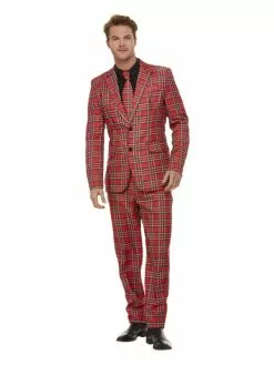 Smiffys Tartan Suit, Red