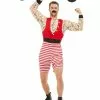 Smiffys Deluxe Strongman Costume, Red & White -Wigs Shop 50807 8
