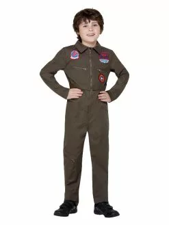 Smiffys Top Gun Costume, Khaki