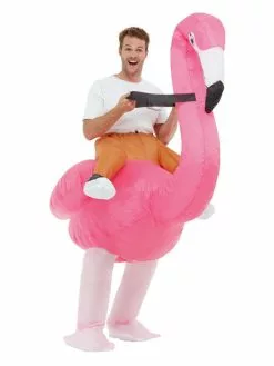 Smiffys Inflatable Ride Em Flamingo Costume, Pink