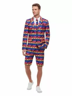 Smiffys Sunset Flamingo Suit, Blue