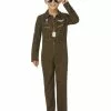 Smiffys Top Gun Maverick Child’s Aviator Costume, Green -Wigs Shop 52555 11