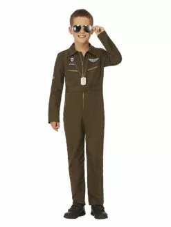 Smiffys Top Gun Maverick Child’s Aviator Costume, Green