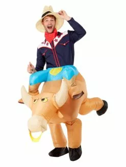 Smiffys Inflatable Bull Rider Costume, Brown