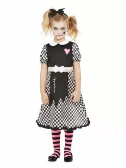 Smiffys Broken Doll Costume, Black & White