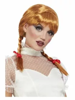 Smiffys Porcelain Doll Wig, Auburn