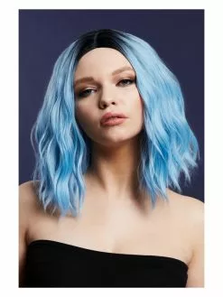 Smiffys Fever Cara Wig, Two Toned Blend, Baby Blue