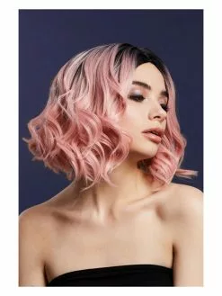 Smiffys Fever Kourtney Wig, Two Toned Blend, Baby Pink