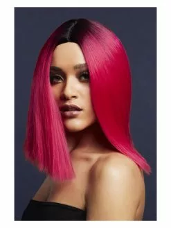 Smiffys Fever Kylie Wig, Two Toned Blend, Magenta Pink