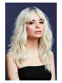 Smiffys Fever Ashley Wig, Two Toned Blend, Ice Blonde