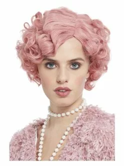 Smiffys Deluxe 20s Flirty Flapper Wig, Pastel Pink