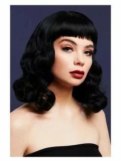Smiffys Fever Bettie Wig With Short Fringe, Black