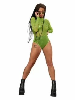 Smiffys Fever Cannabis Sheer Bodysuit