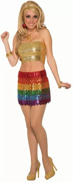 Bristol Novelty Rainbow Sequin Skirt