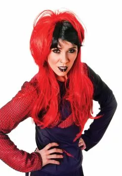 Bristol Novelty Punk Wig Ladies Red/Black