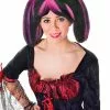 Bristol Novelty Steampunk Wig (Black/Pink Streaks) -Wigs Shop BW797